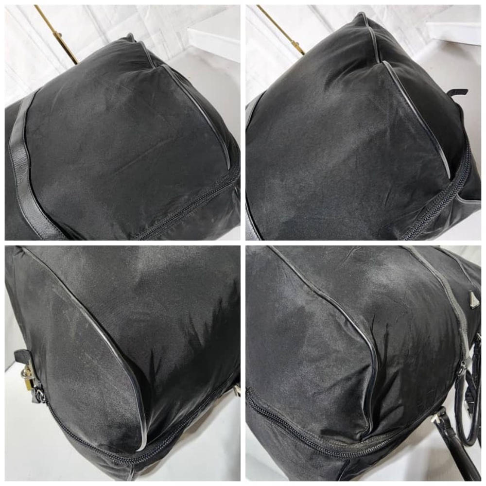 Authentic Prada Saffiano-Trimmed Tessuto Nylon Duffle Bag Black 60cm - Picture 10 of 15